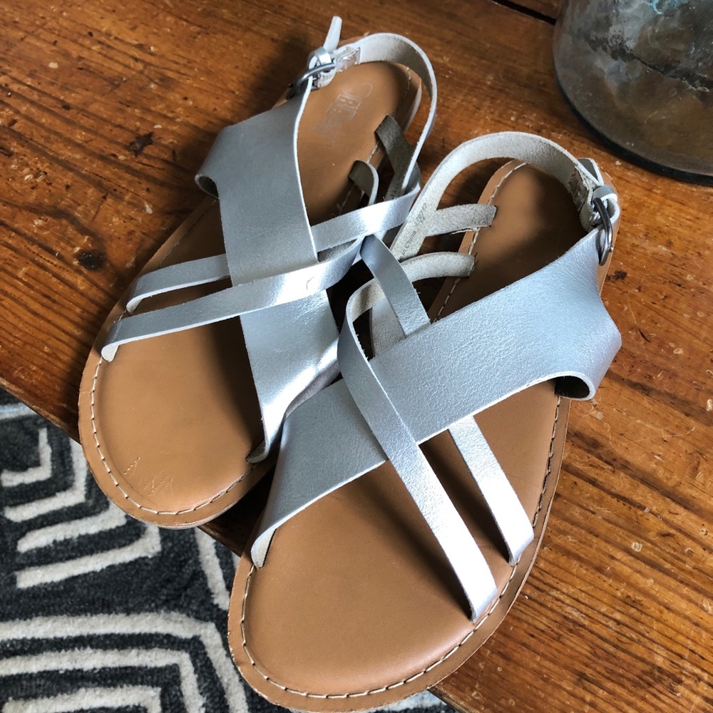 Flat Silver Sandals.  Size 10.